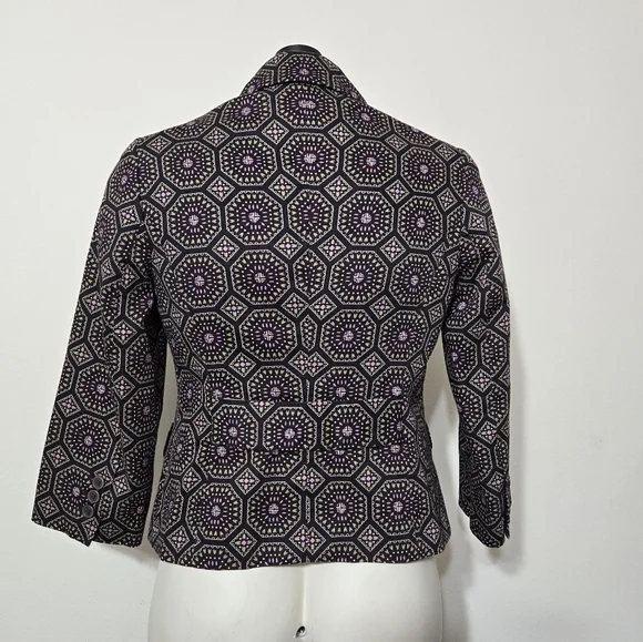 Ann Taylor Loft Brown Geometric 3/4 Sleeve Blazer - Picture 3 of 5